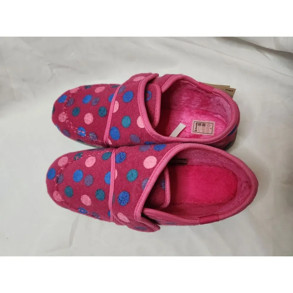 Kamik Cozylodge Hard Sole Slippers Big Kid Girls 5 Pink Polka Dot